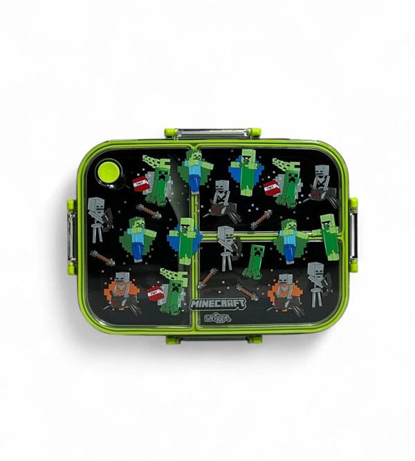Minecraft 3 Portion Lunch Box – 1200ml Leak-Proof, BPA Free Kids Lunch Box with Spoon