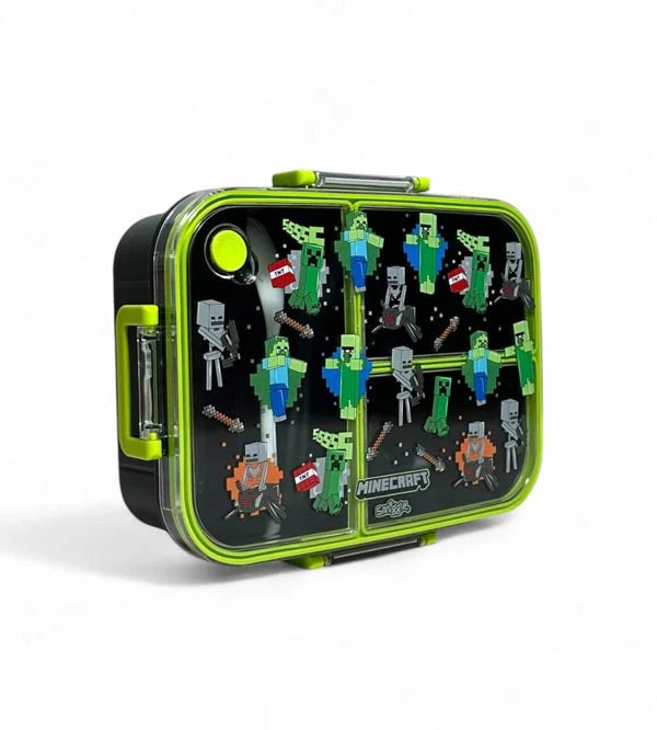 Minecraft 3 Portion Lunch Box – 1200ml Leak-Proof, BPA Free Kids Lunch Box with Spoon