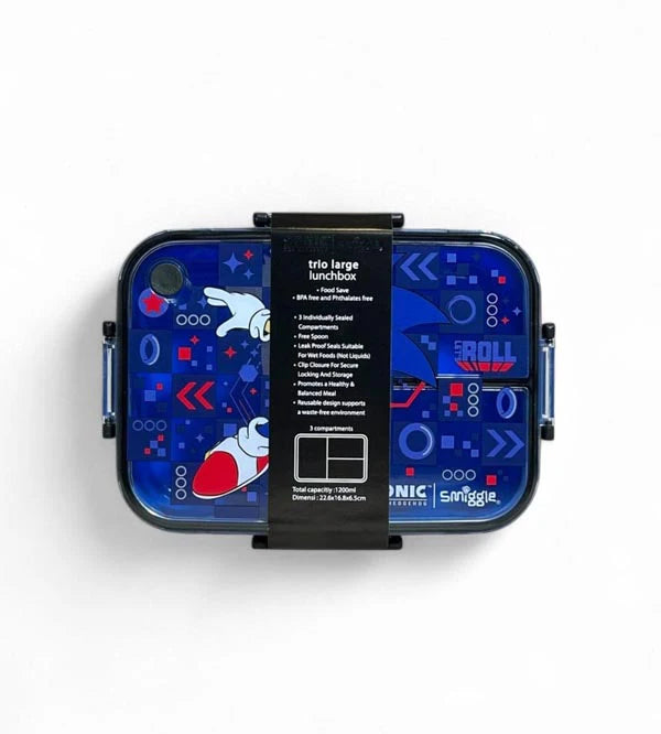 Sonic the Hedgehog 3 Portion Lunch Box – 1200ml Leak-Proof, BPA Free Kids Lunch Box with Spoon