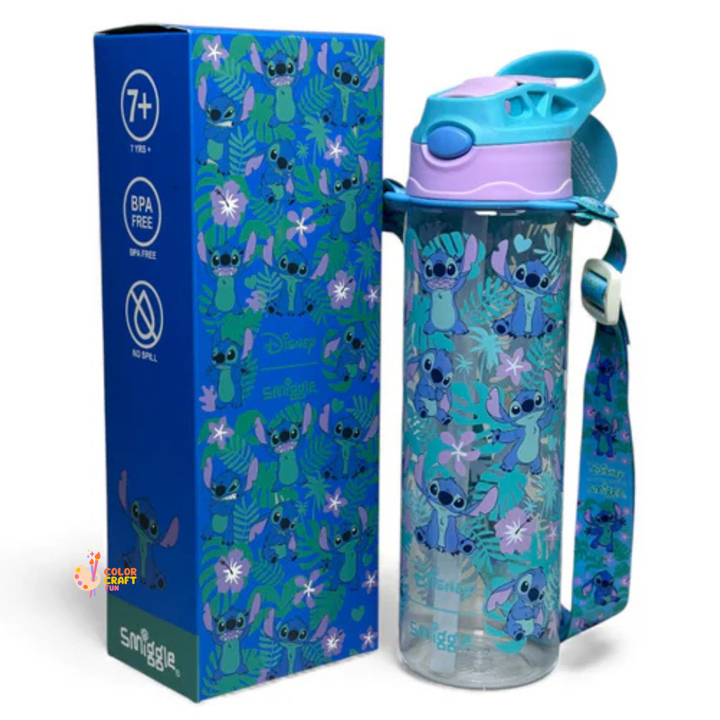 Smiggle Orignal Lillo Stich Plastic Water Bottle 680 ml With Side Hanging Strap