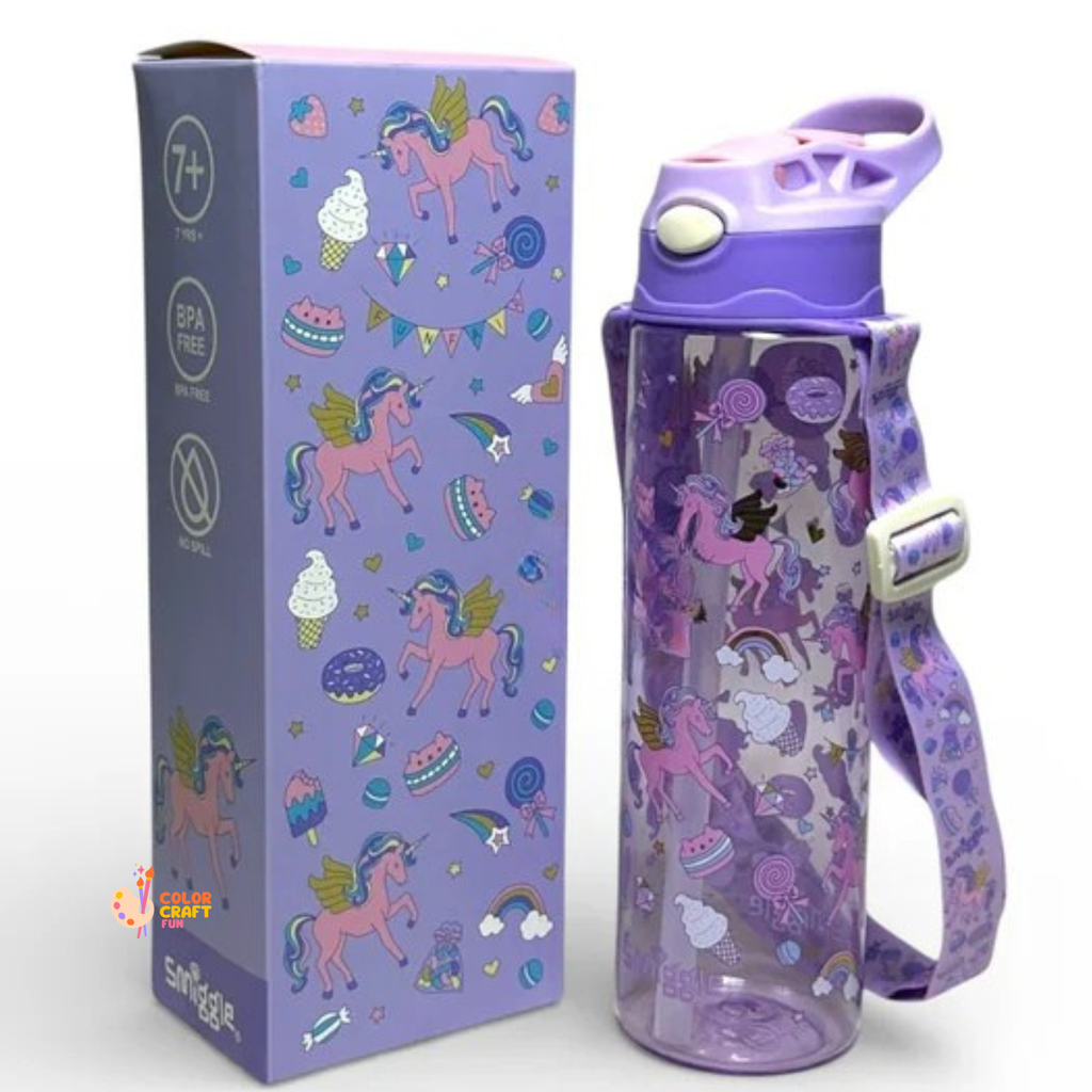 Smiggle Orignal Little Mermaid Plastic Water Bottle 680 ml With Side Hanging Strap