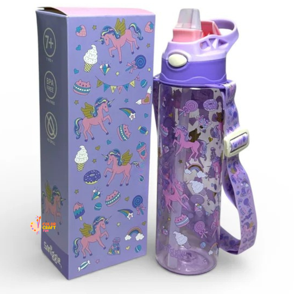 Smiggle Orignal Little Mermaid Plastic Water Bottle 680 ml With Side Hanging Strap