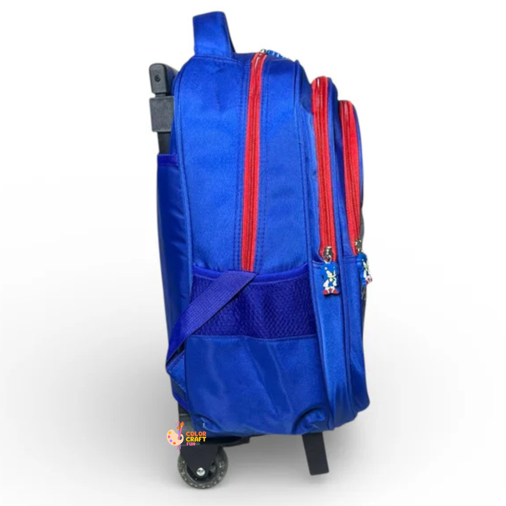 16 Inch 3D Sonic Trolley Bag For Grade 2 Till 4 Boys ( With Keychain )