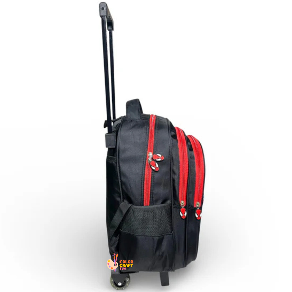 16 Inch 3D Spiderman Trolley Bag For Grade 2 Till 4 Boys ( With Keychain )