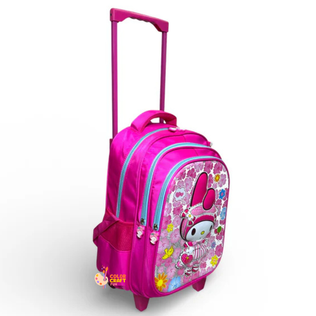 16 Inch 3D Melody Trolley Bag For Grade 2 Till 4 Girls ( With Keychain )