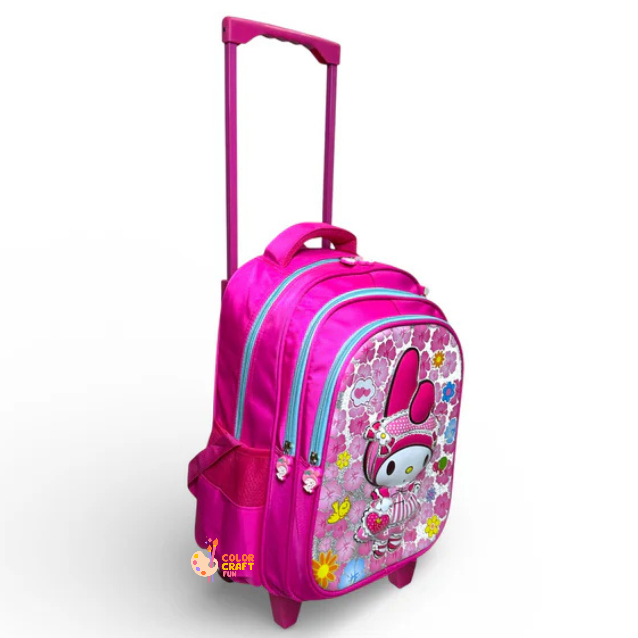 16 Inch 3D Melody Trolley Bag For Grade 2 Till 4 Girls ( With Keychain )