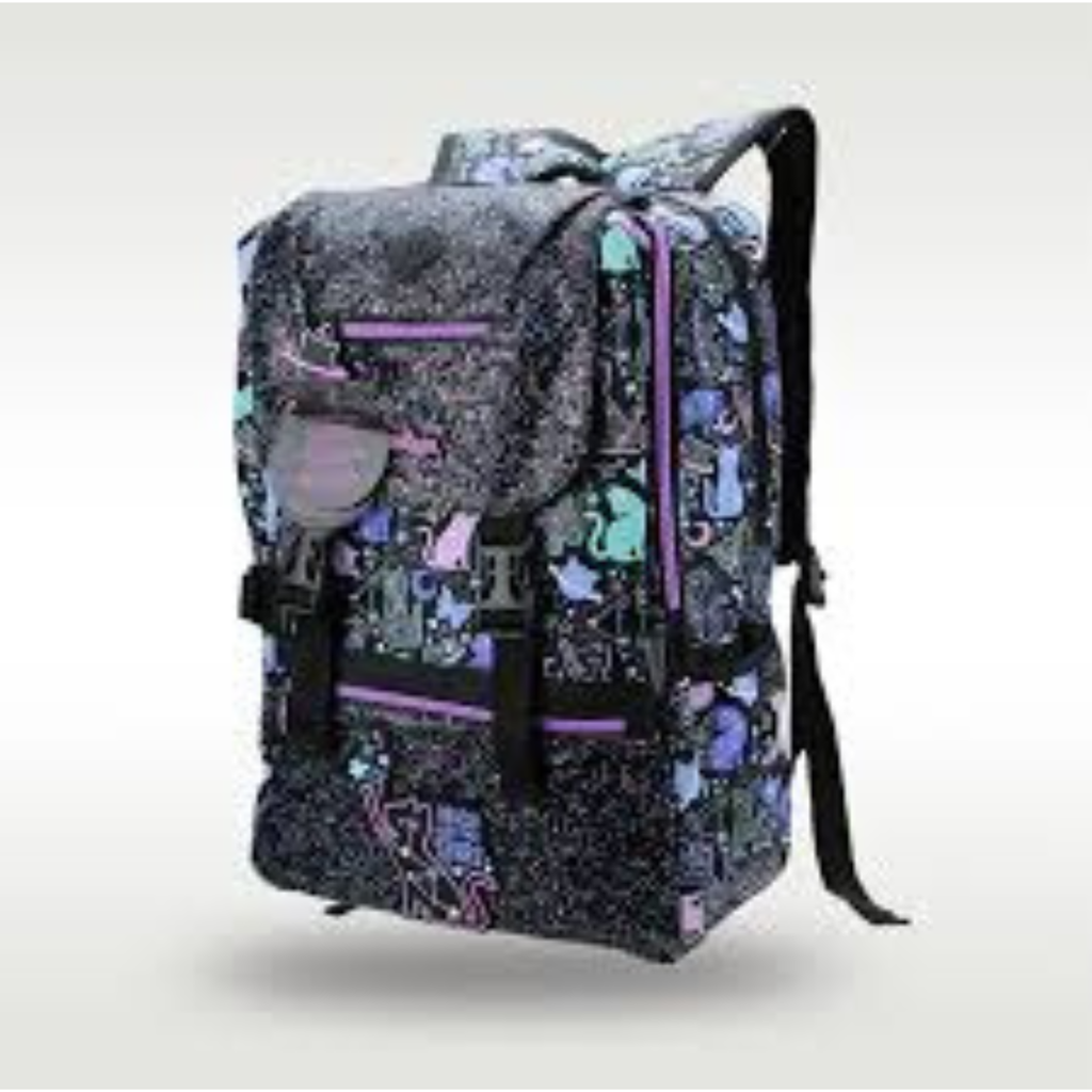 Smiggle Glitter Cat Foldover School Bag for Kids | Premium Durable Backpack (Grade 3–8) xl size (100%orignal)