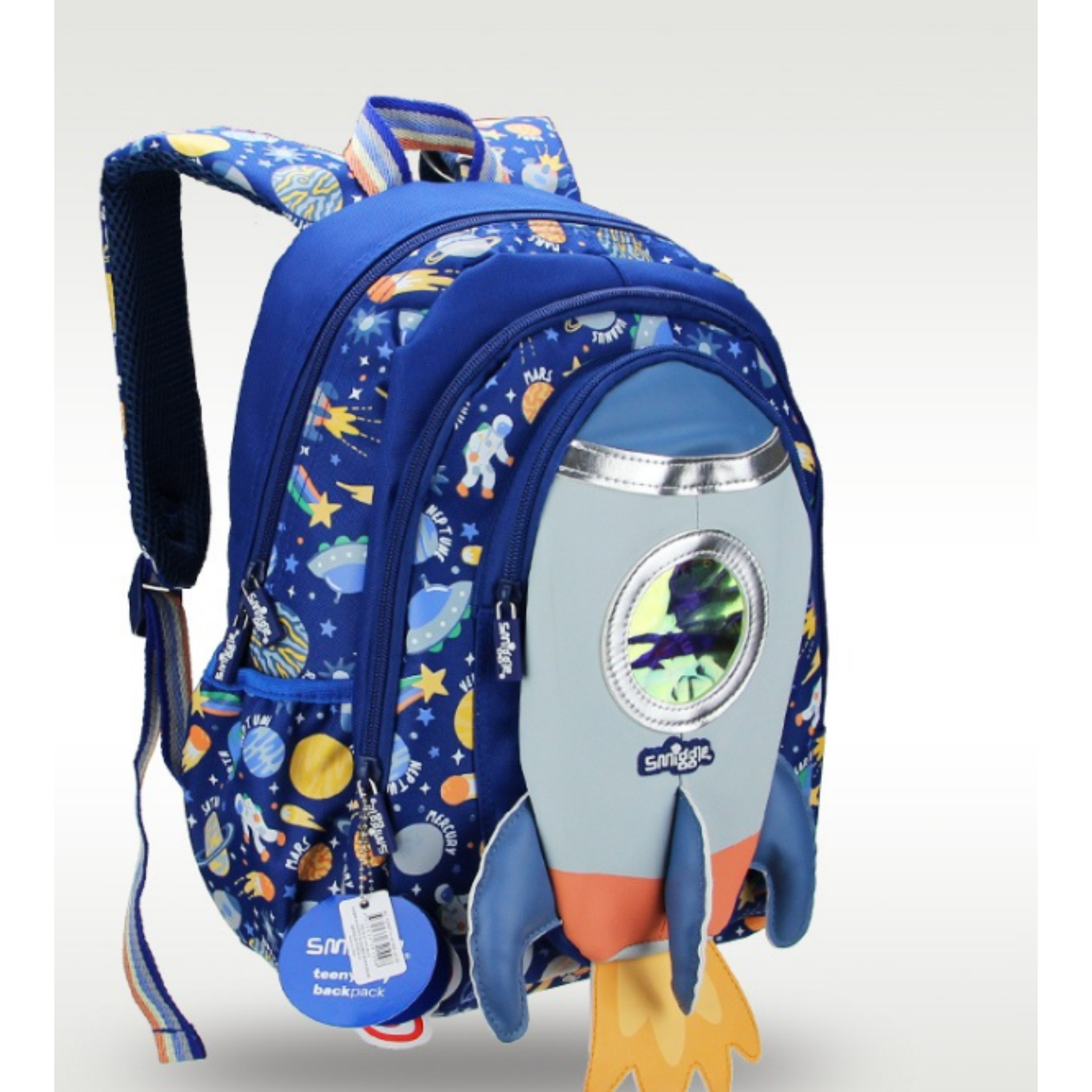 Smiggle Astronaut Space World Kids Backpack – Durable & Washable School Bag for KG 1 & KG 2 – Travel & School Use (100%orignal) 14 inch