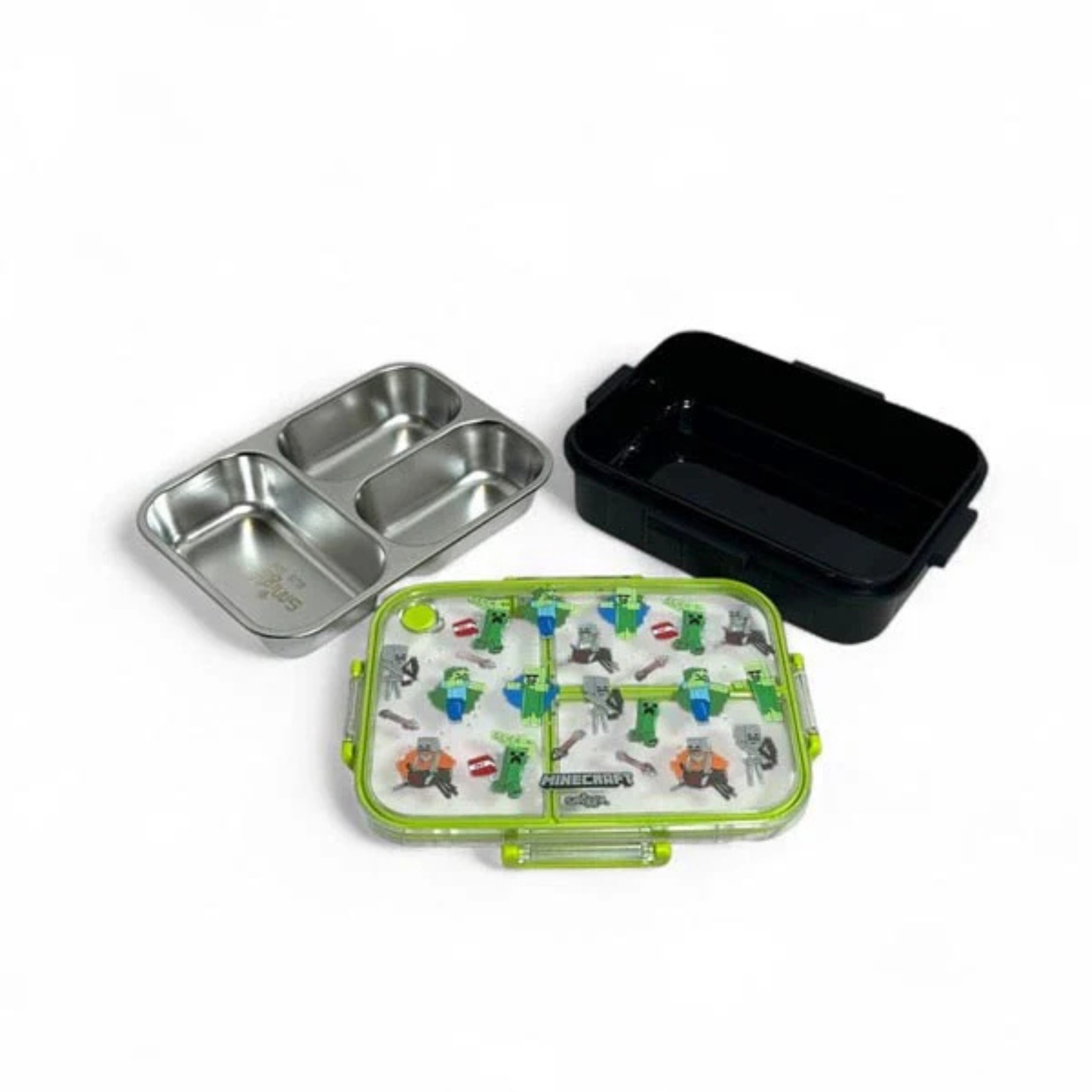 Smiggle Minecraft 3 Portion Stainless Steel Lunch Box – Leak Proof, 750ml (SM262198)