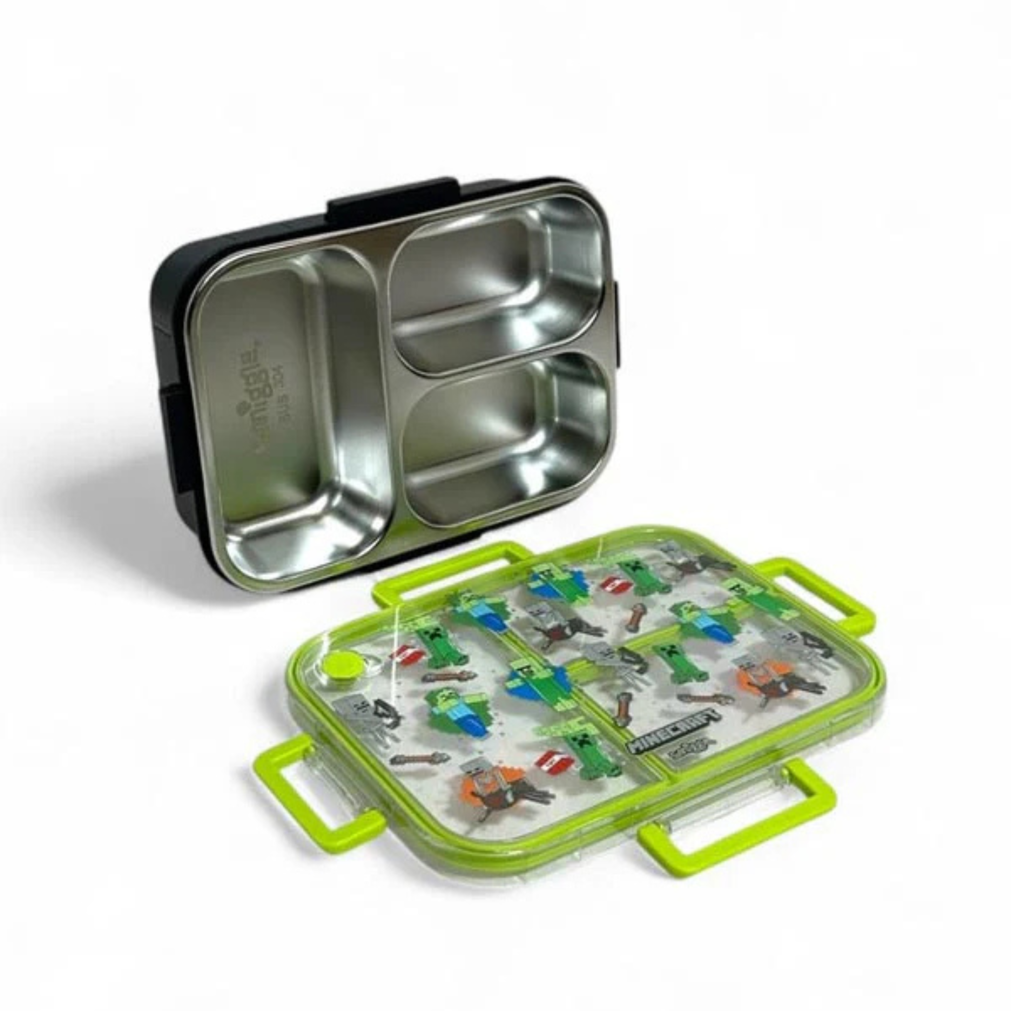 Smiggle Minecraft 3 Portion Stainless Steel Lunch Box – Leak Proof, 750ml (SM262198)