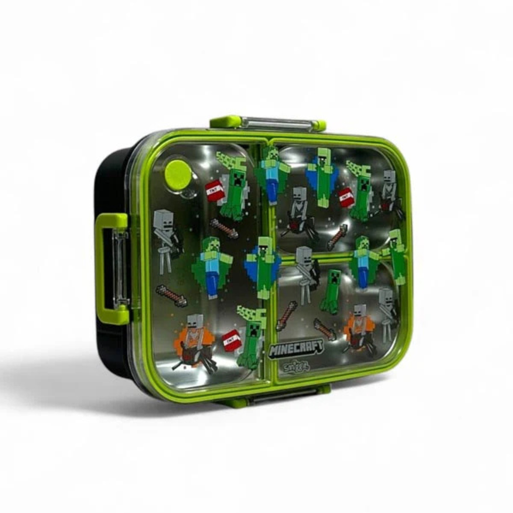 Smiggle Minecraft 3 Portion Stainless Steel Lunch Box – Leak Proof, 750ml (SM262198)