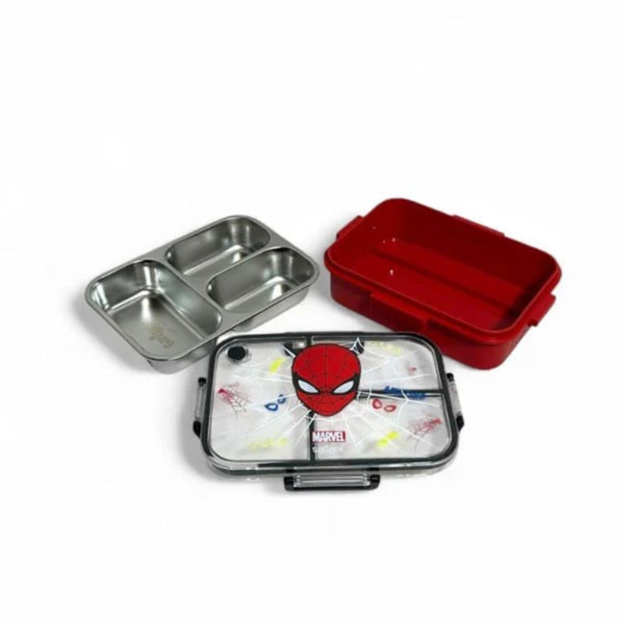 Smiggle Marvel Spider-Man 3 Portion Stainless Steel Lunch Box – Leak Proof, 750ml (SM262198)