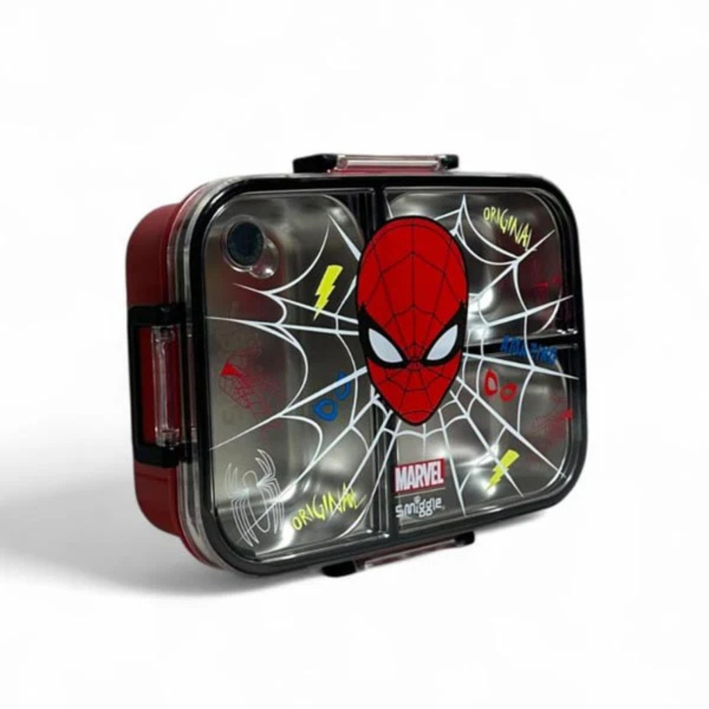 Smiggle Marvel Spider-Man 3 Portion Stainless Steel Lunch Box – Leak Proof, 750ml (SM262198)
