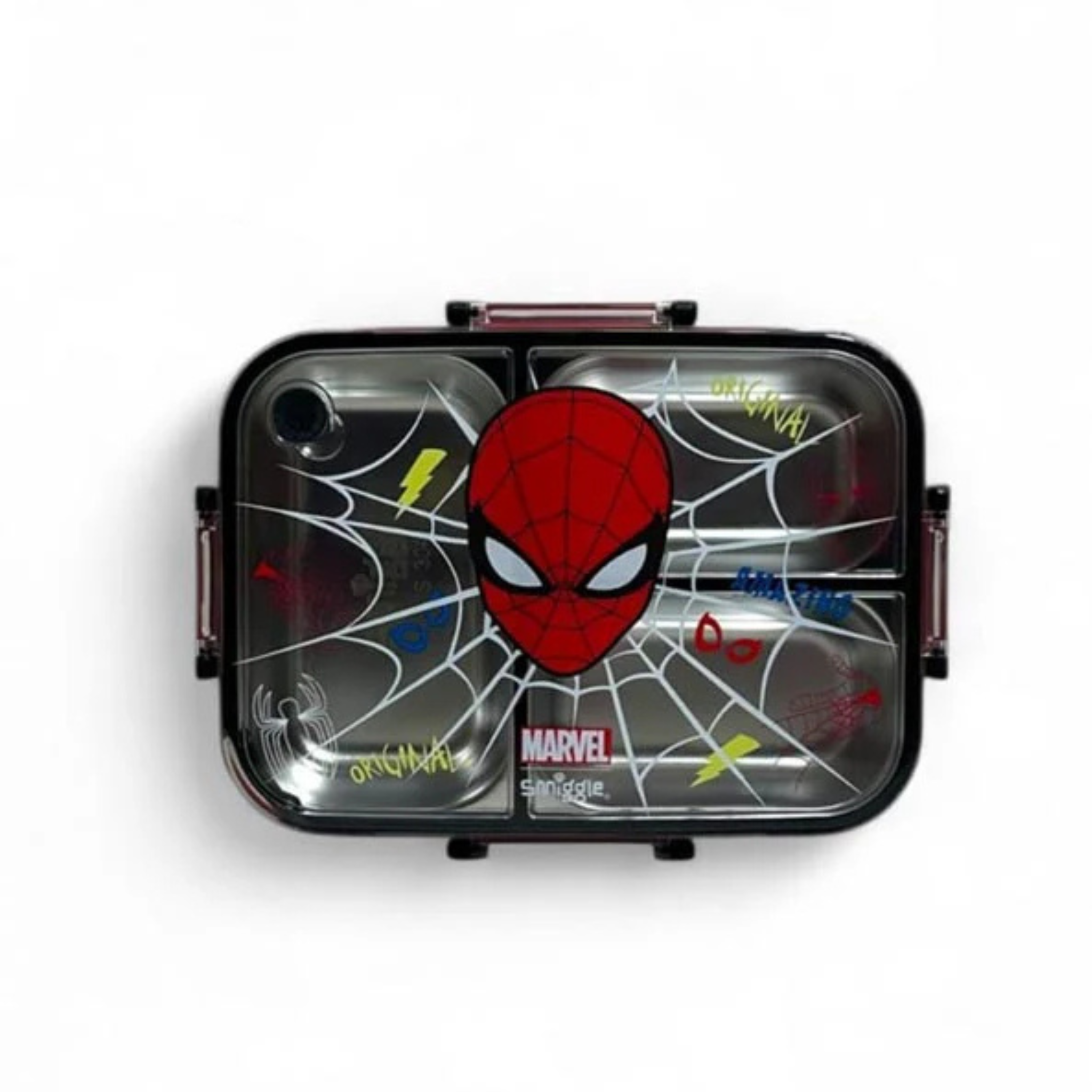 Smiggle Marvel Spider-Man 3 Portion Stainless Steel Lunch Box – Leak Proof, 750ml (SM262198)