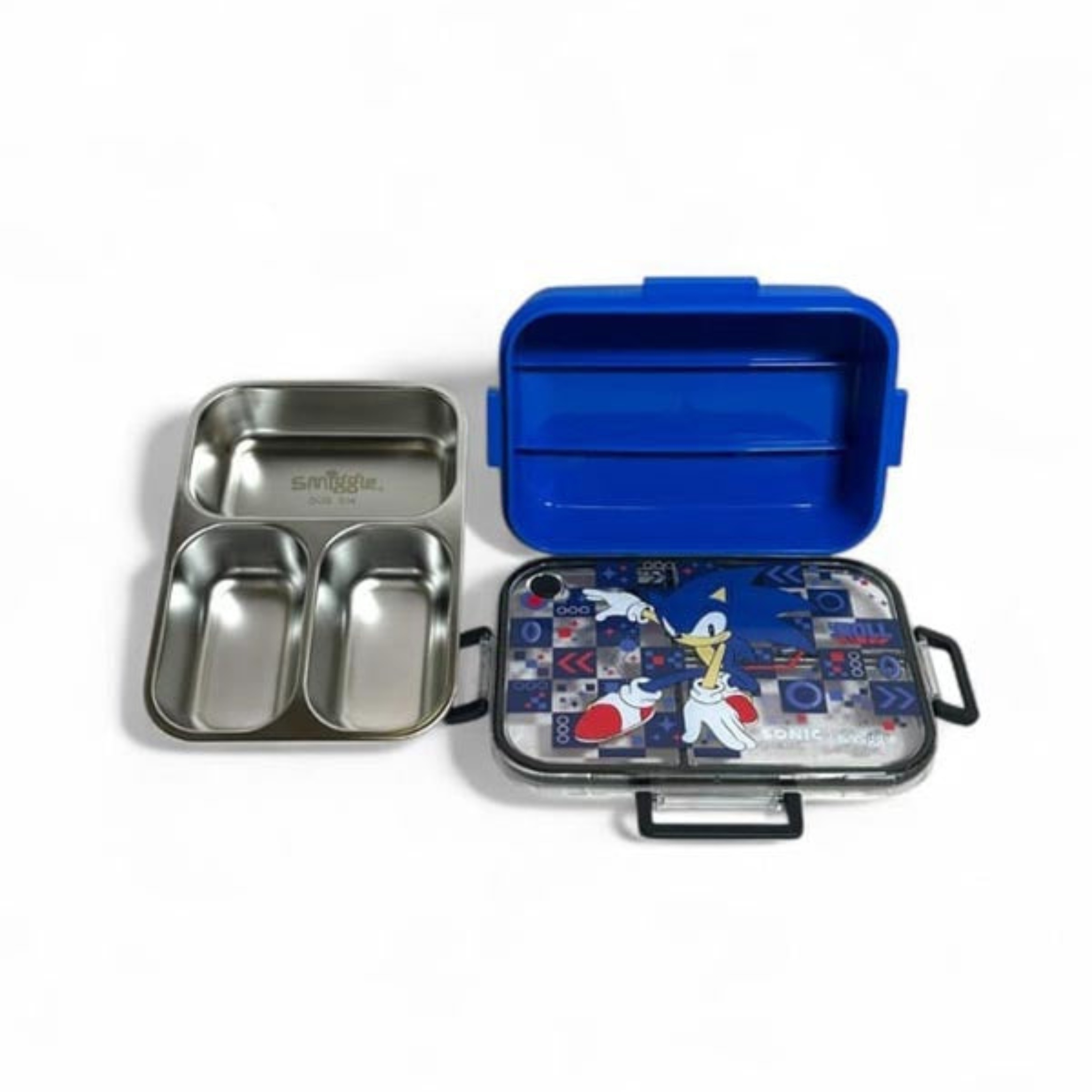 Smiggle Sonic The Hedgehog 3 Portion Stainless Steel Lunch Box – Leak Proof, 750ml (SM262198)