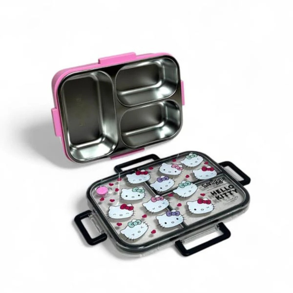 Smiggle Hello Kitty 3 Portion Stainless Steel Lunch Box – Leak Proof, 750ml (SM262198)