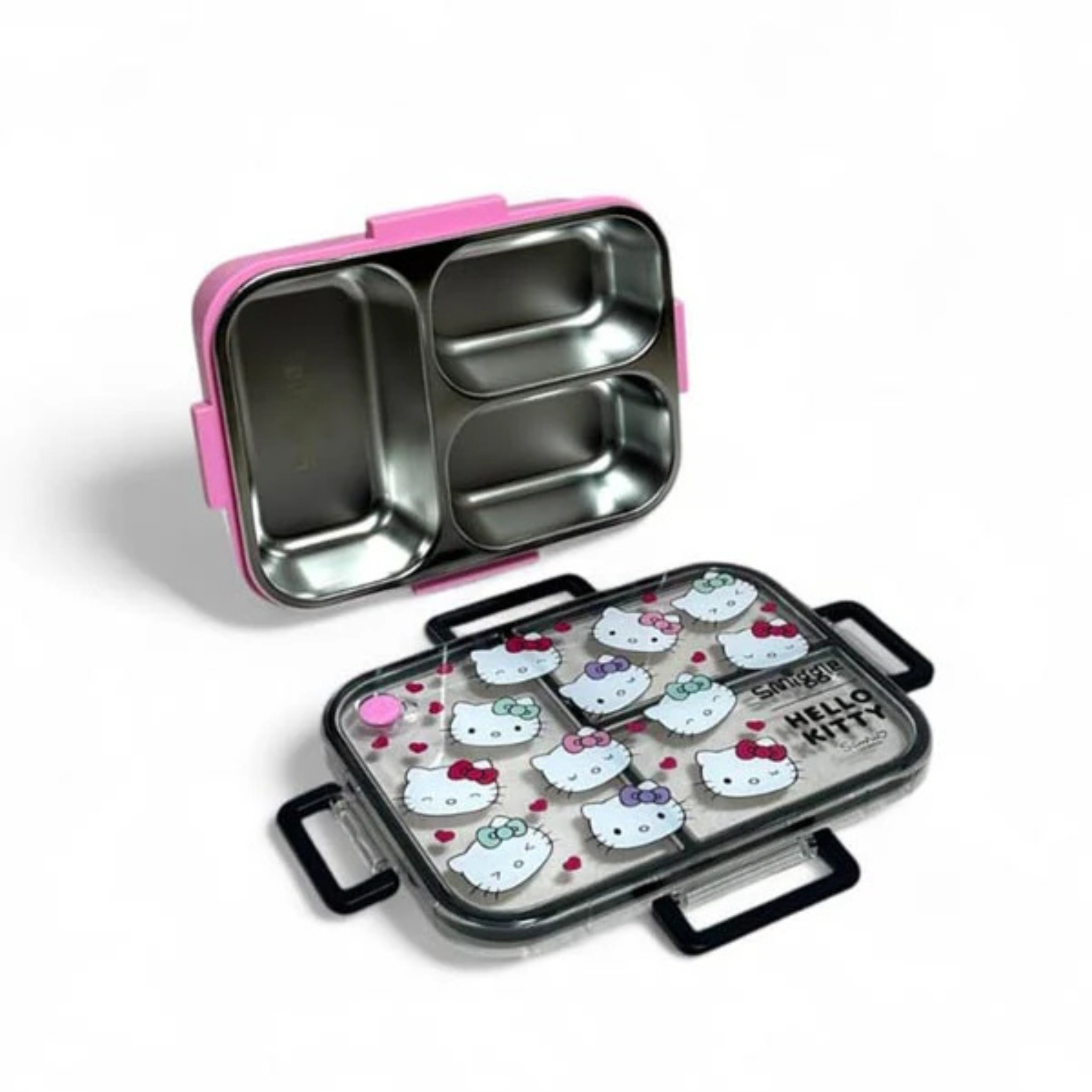 Smiggle Hello Kitty 3 Portion Stainless Steel Lunch Box – Leak Proof, 750ml (SM262198)