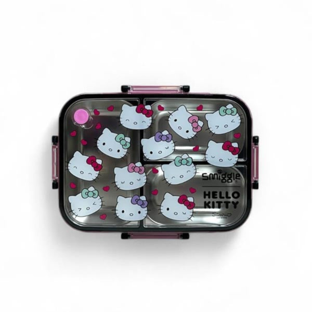 Smiggle Hello Kitty 3 Portion Stainless Steel Lunch Box – Leak Proof, 750ml (SM262198)