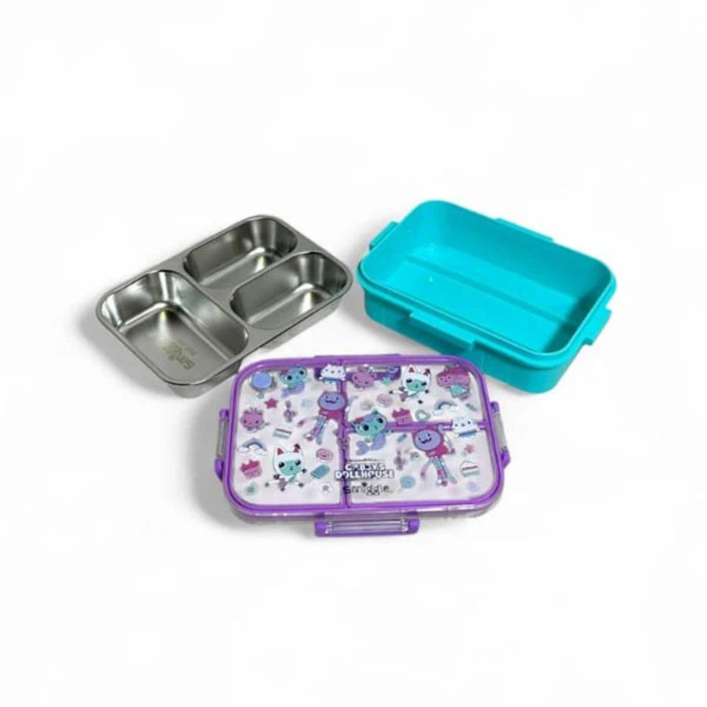 Smiggle Gabby’s Dollhouse 3 Portion Stainless Steel Lunch Box – Leak Proof, 750ml (SM262198)
