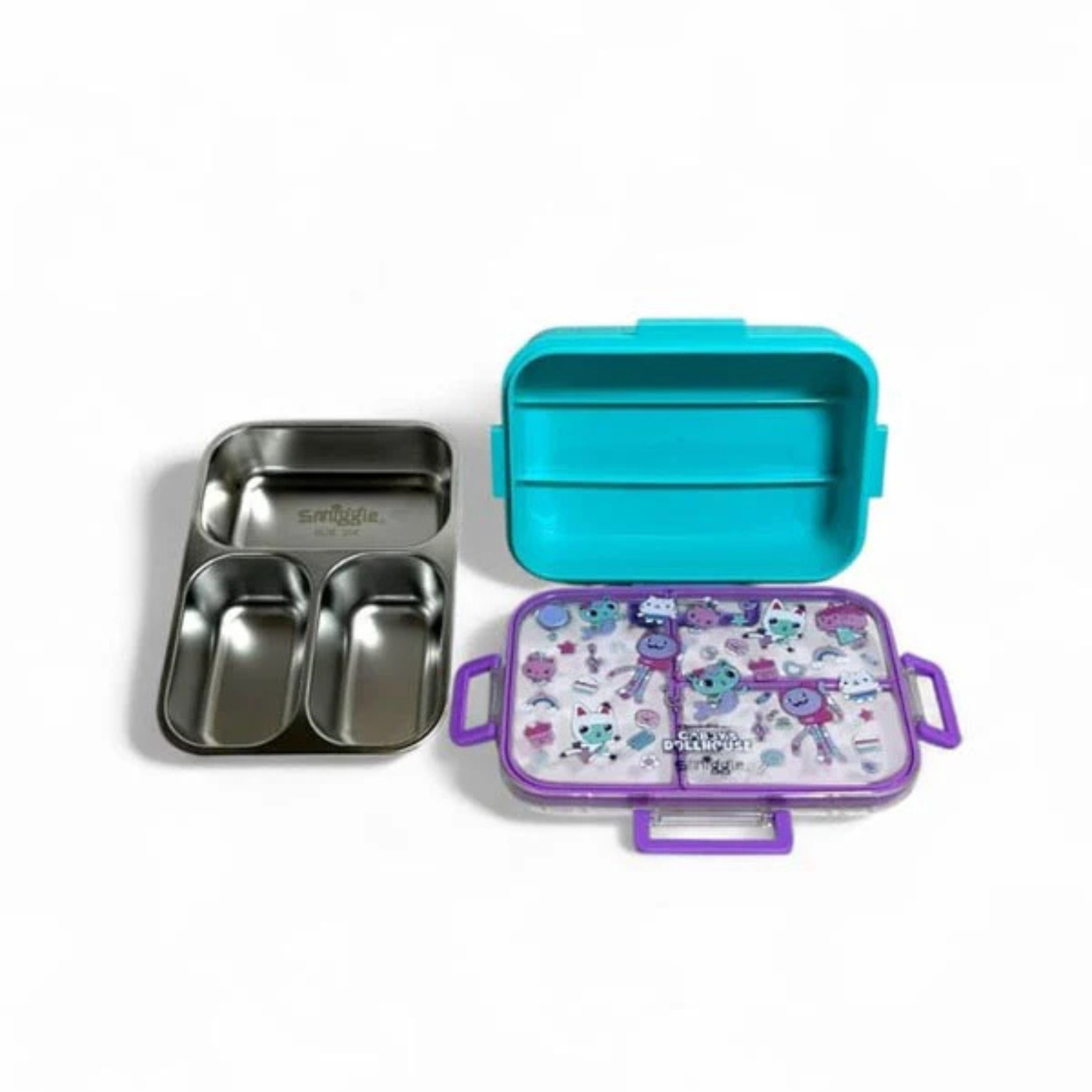 Smiggle Gabby’s Dollhouse 3 Portion Stainless Steel Lunch Box – Leak Proof, 750ml (SM262198)