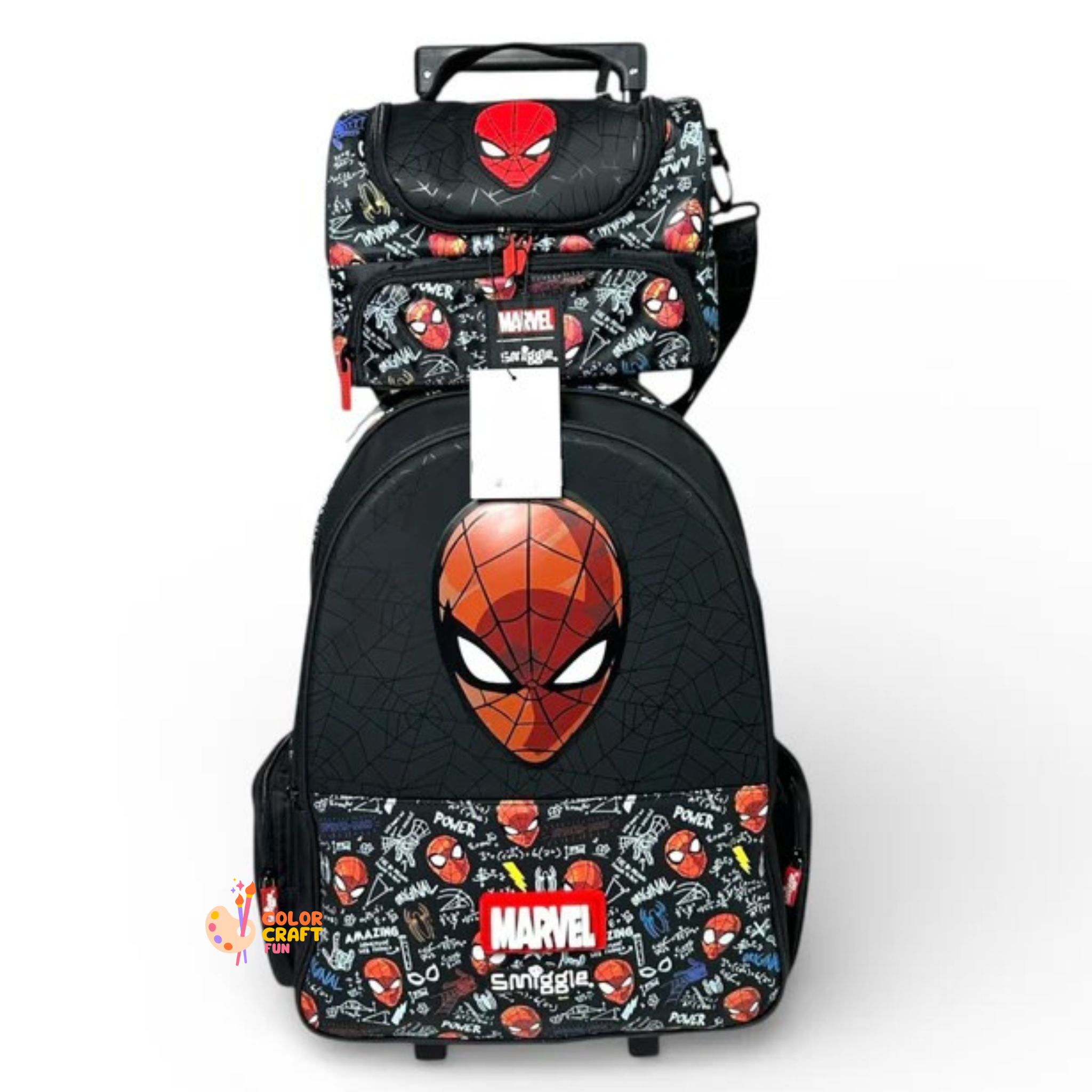 Original smiggle Spiderman 2 piece Trolley Bag bundle For Grade 1 Till 5 Boys
