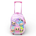 18 Inch 3D Labubu Trolley Bag For Grade 4 Till 8 Girls ( With Keychain )