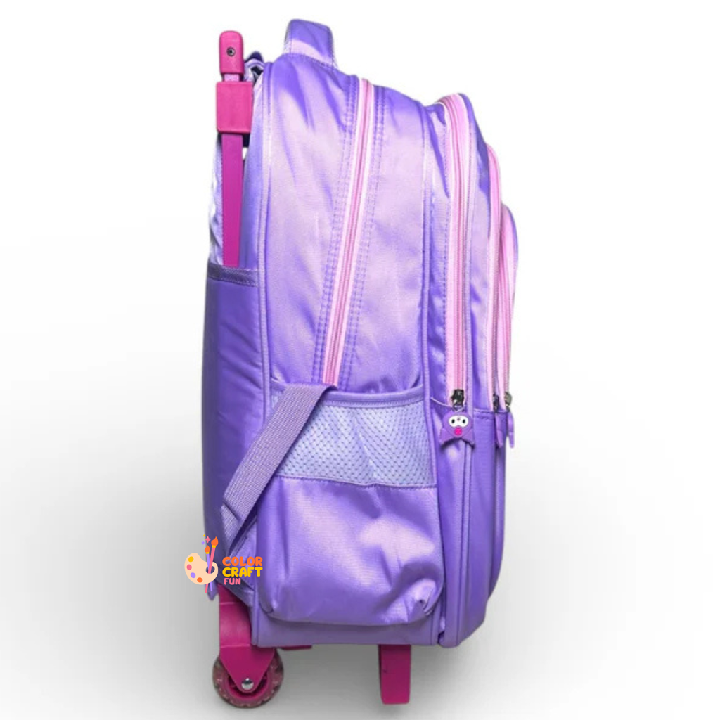 18 Inch 3D Kuromi Trolley Bag For Grade 4 Till 8 Girls ( With Keychain )