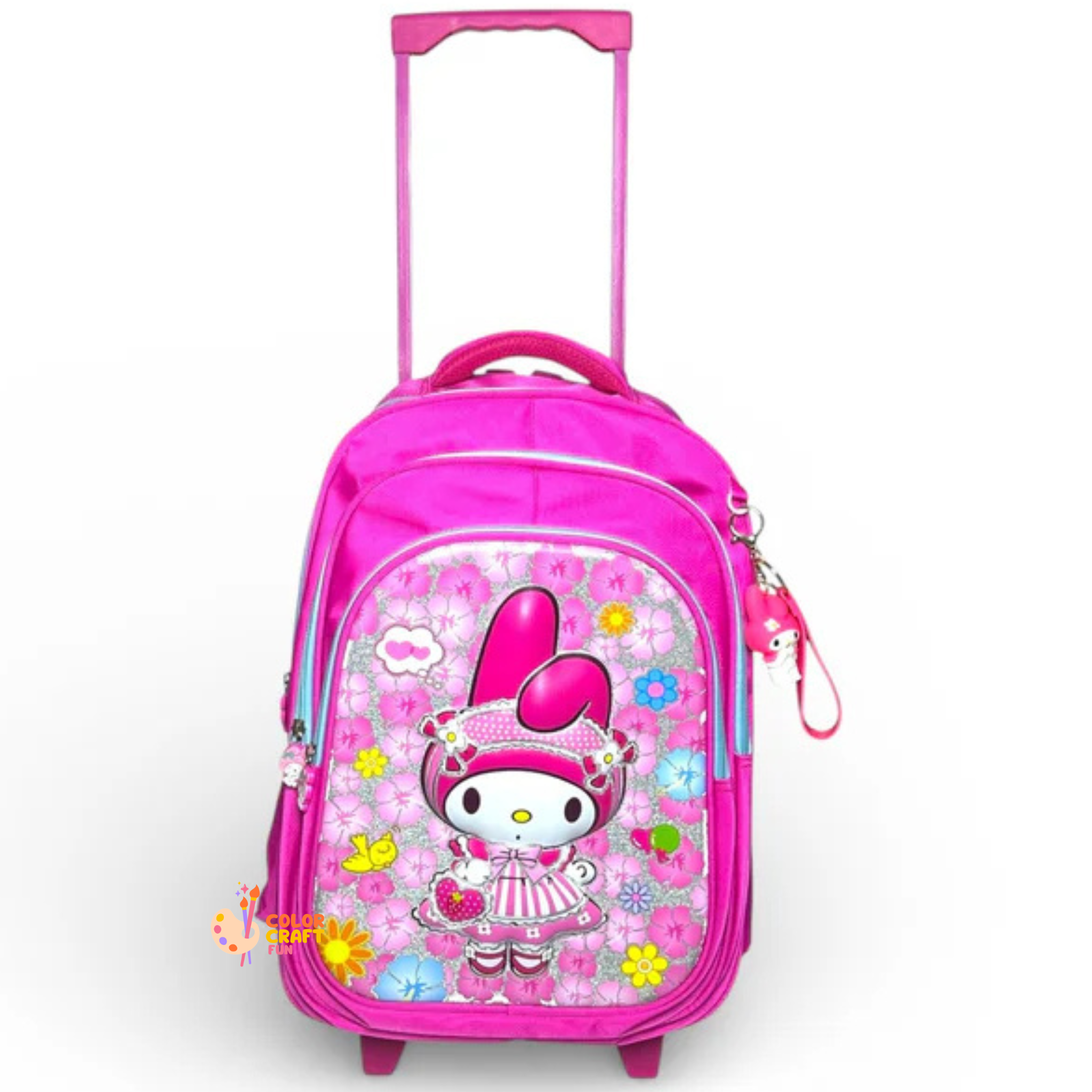18 Inch 3D Melody Trolley Bag For Grade 4 Till 8 Girls ( With Keychain )