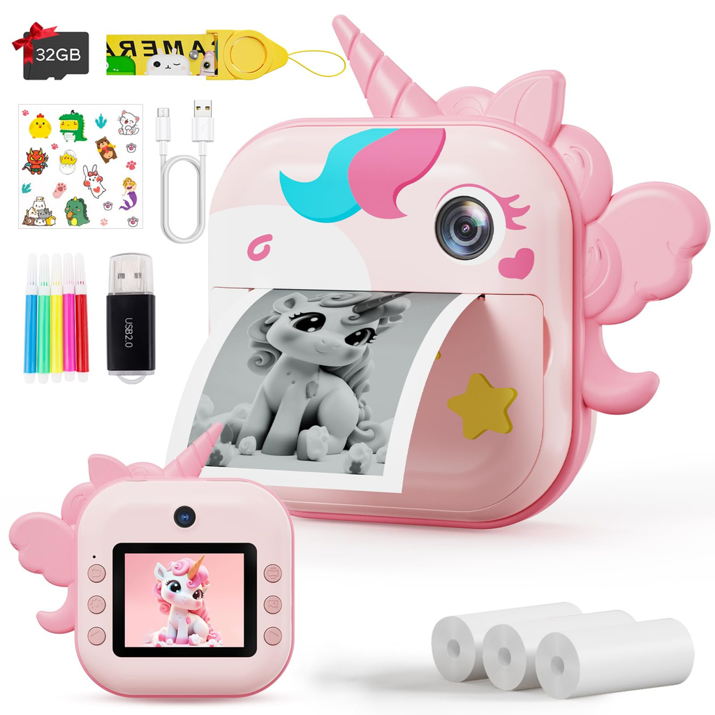 Magical Creativity in Your Pocket: 2-in-1 Unicorn Portable Printer & Camera for Kids!
