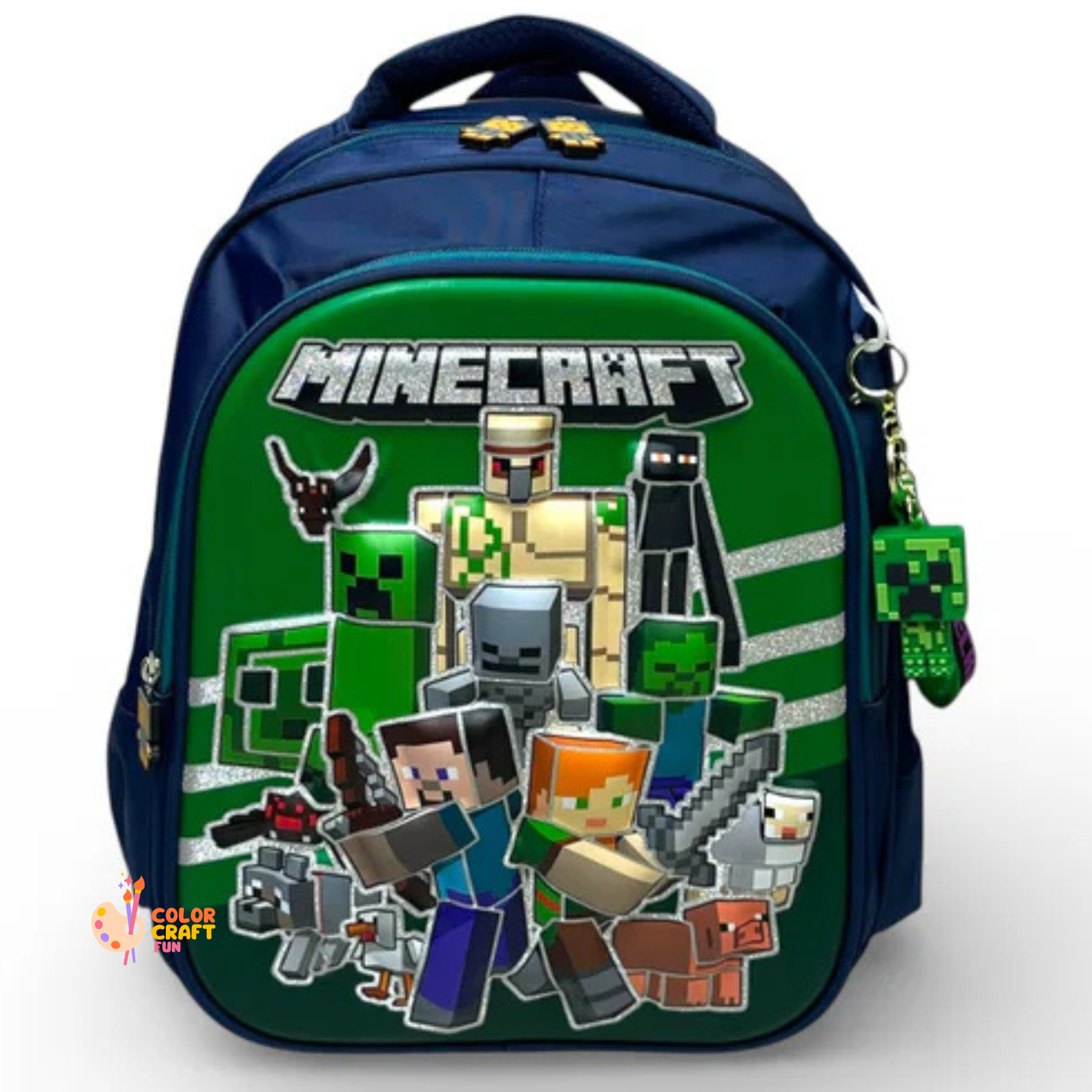 14 Inch 3D Minecraft School Bag For Nursery Till KG Boys ( With Keychain )