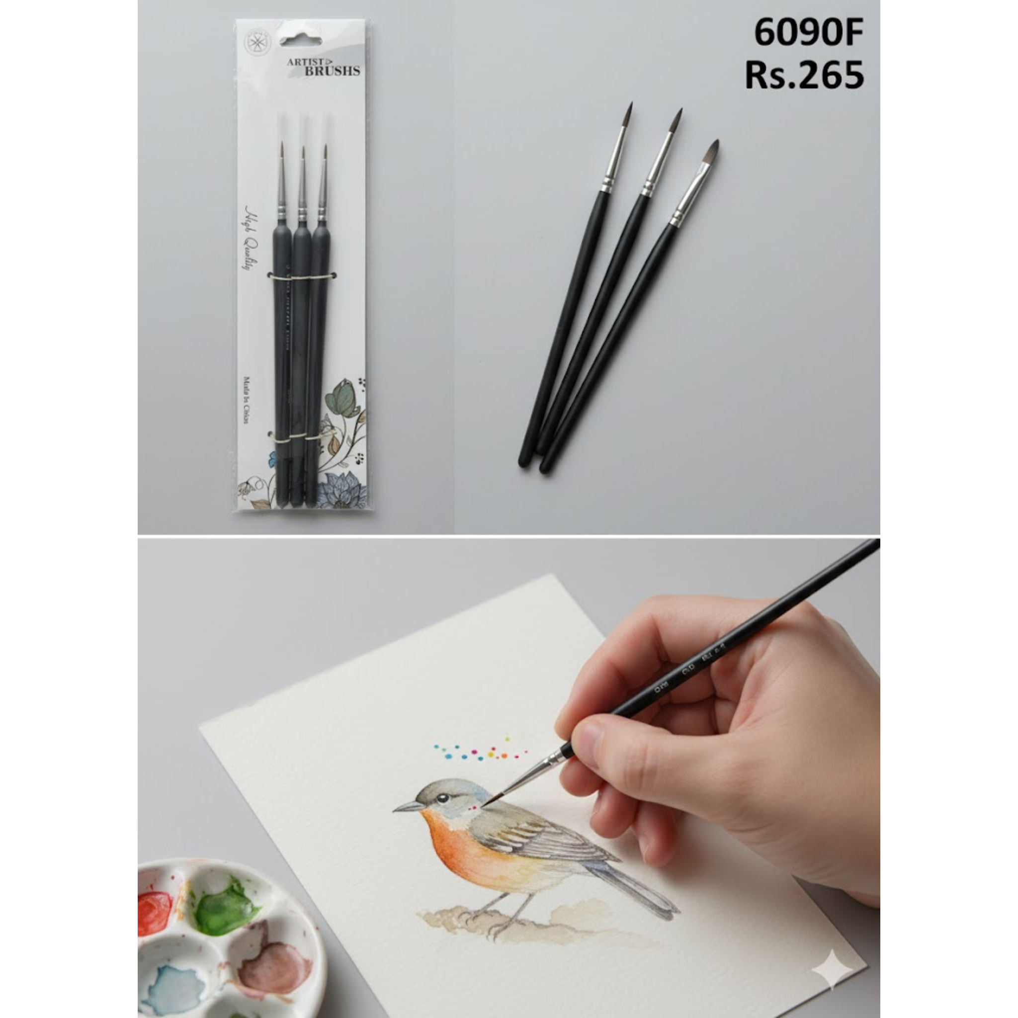 Creative Mark 3 Piece Micro Detail Paint Brush Set, Mini Paintbrushes for Acrylic, Watercolor, Oil, Face, Nail, Scale Model Painting & Lin