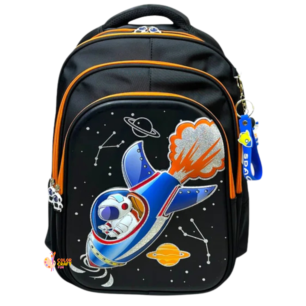 18 Inch 3D Space Astronaut School Bag For Grade 4 Till 8 Boys ( With Keychain )