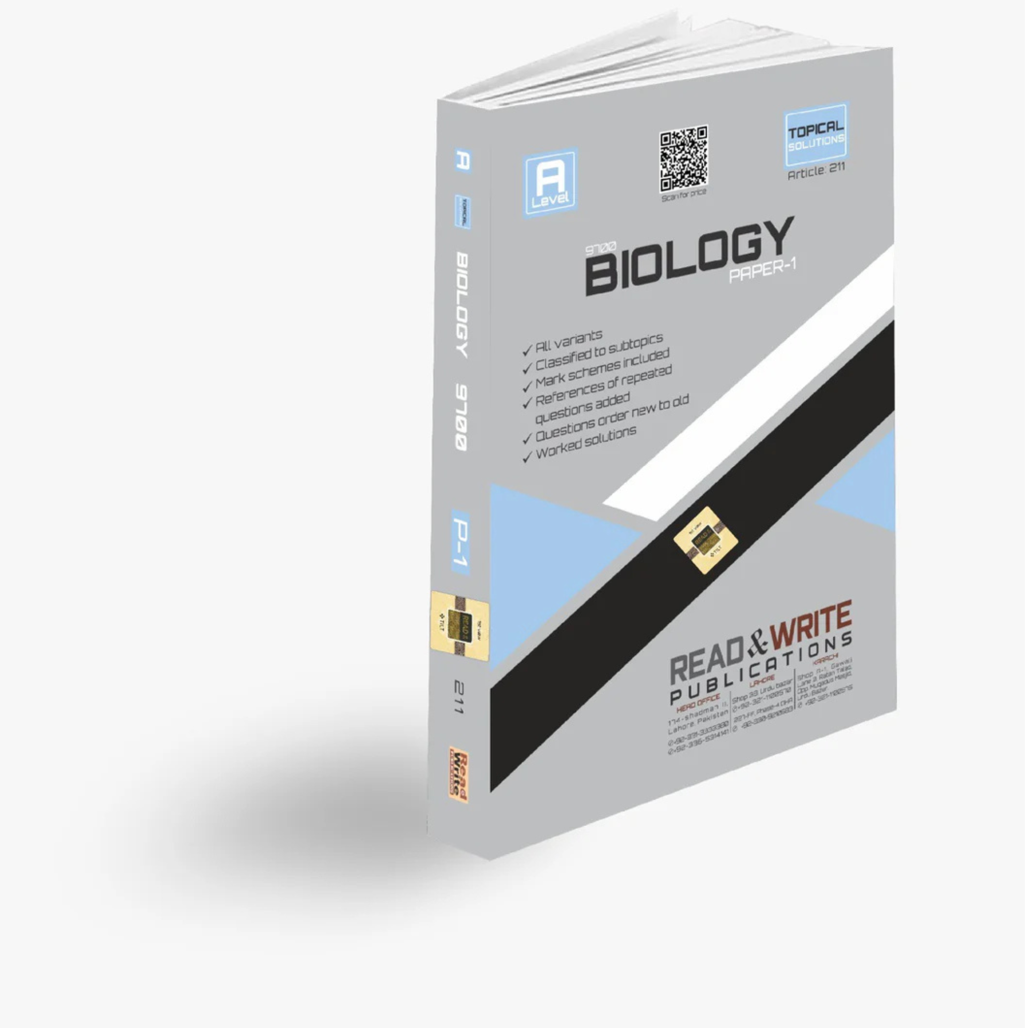 AS'Level Biology  P1 MCQ Topical Past Papers (Art #211) Read & Write