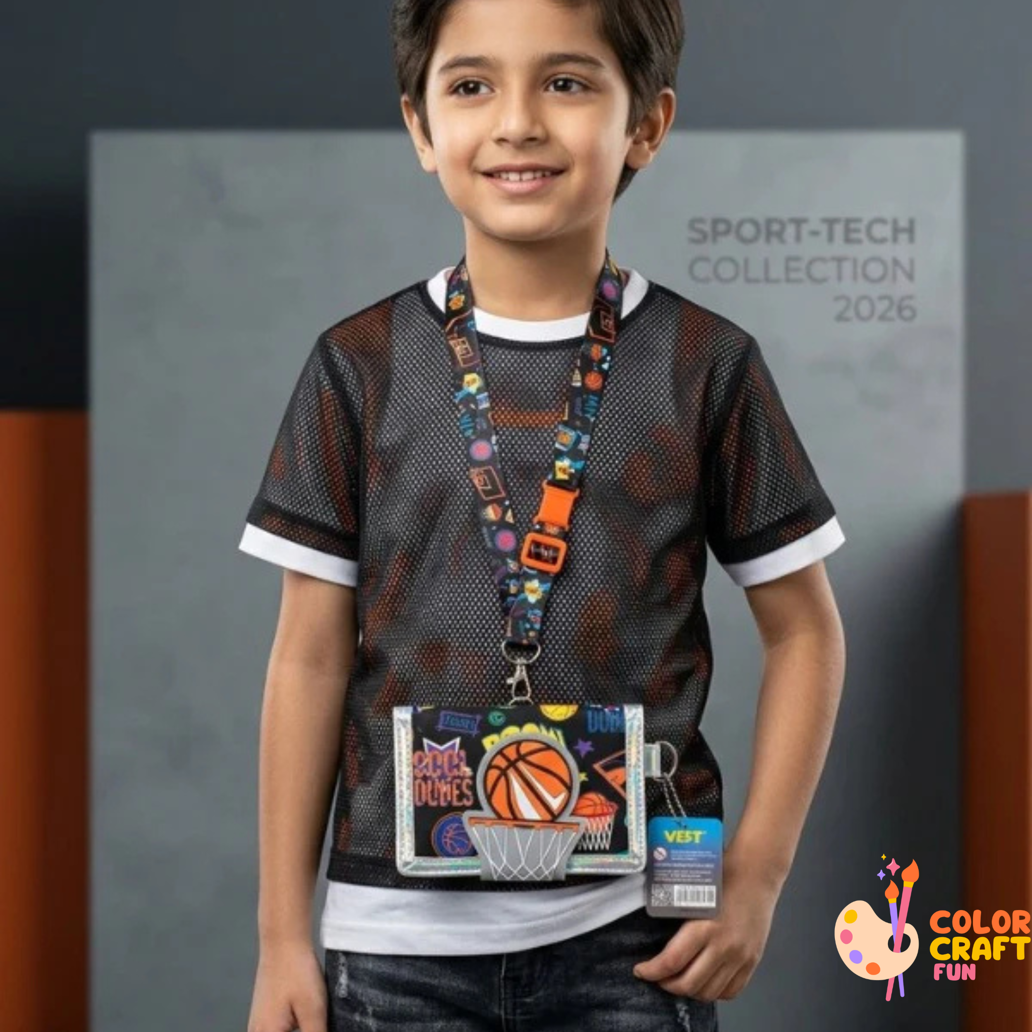 Vest Brand Basketball Design Kids Wallet with Detachable Neck Strap – Premium Children’s Wallet