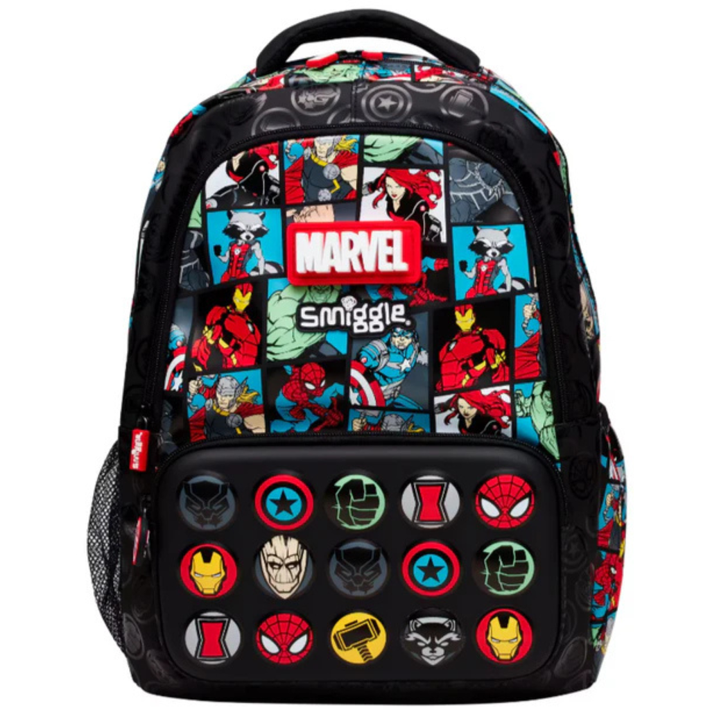 Smiggle Brand Marvel Themed School Bag | Grade 2 & 3 | Black (100%orignal) 17 inch
