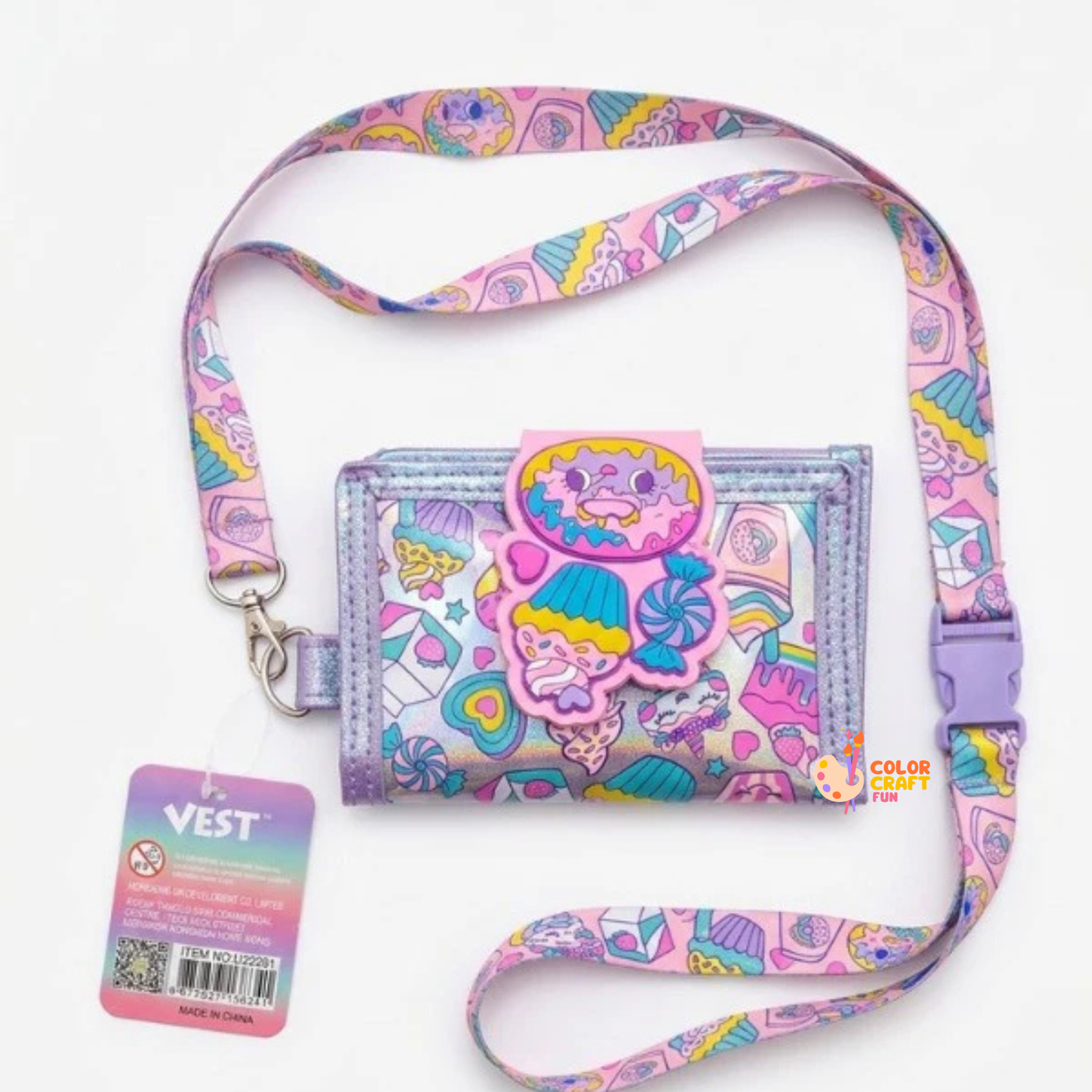 Vest Brand Cupcakes and Donuts Design Kids Wallet with Detachable Neck Strap – Premium Children’s Wallet