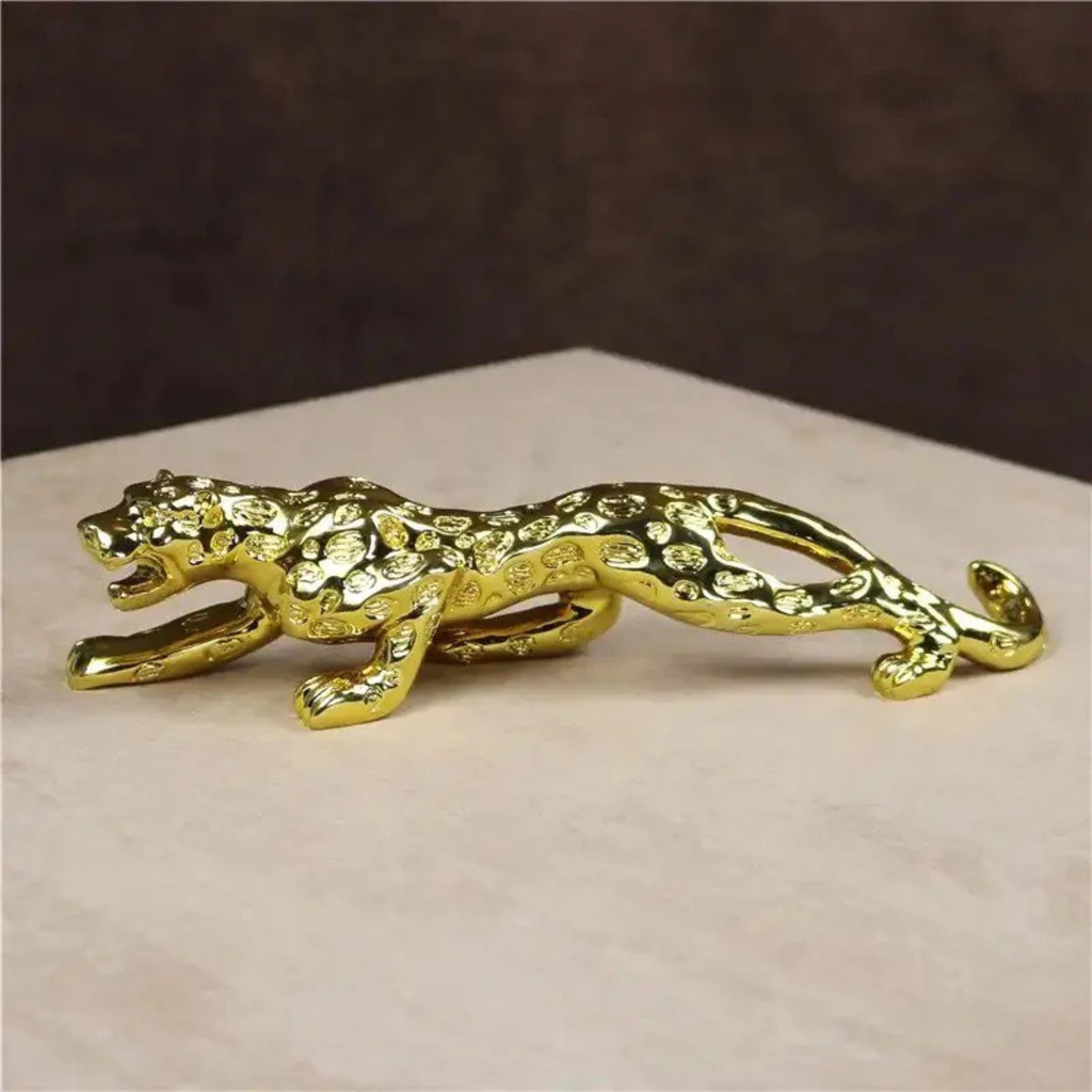 decoration Golden Metal Leopard Statue
