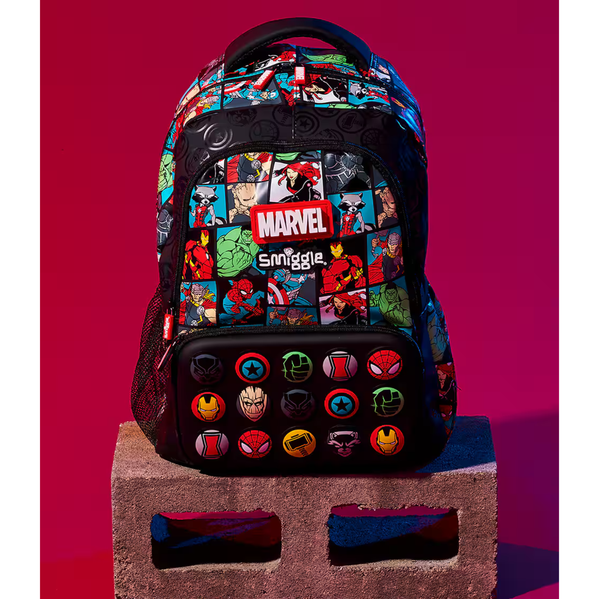 Smiggle Brand Marvel Themed School Bag | Grade 2 & 3 | Black (100%orignal) 17 inch