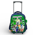 14 Inch 3D Minecraft Trolley Bag For Grade kg Till 1 Boys ( With Keychain )