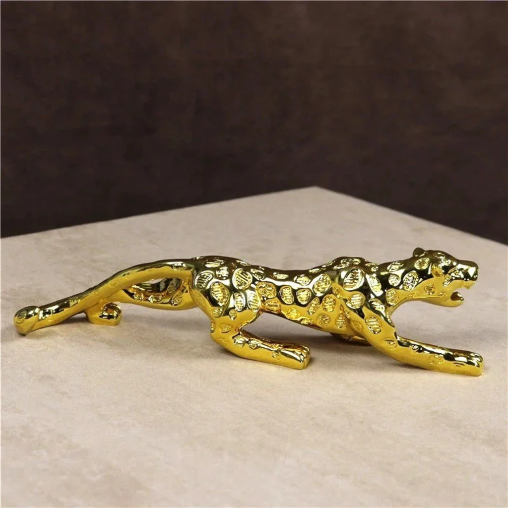 decoration Golden Metal Leopard Statue