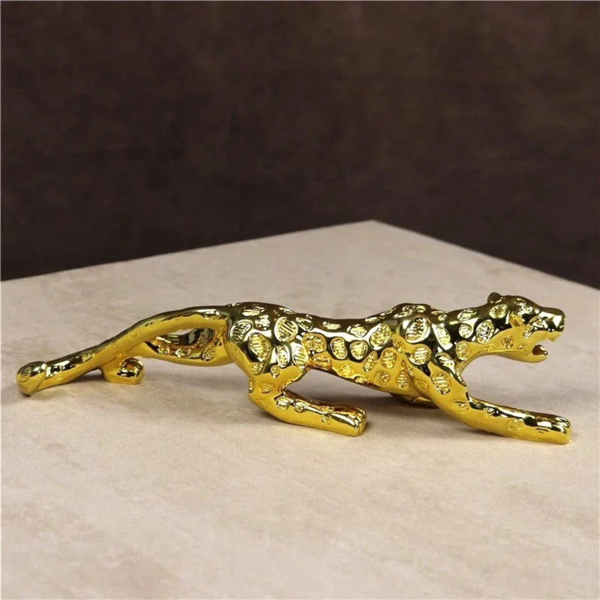 decoration Golden Metal Leopard Statue