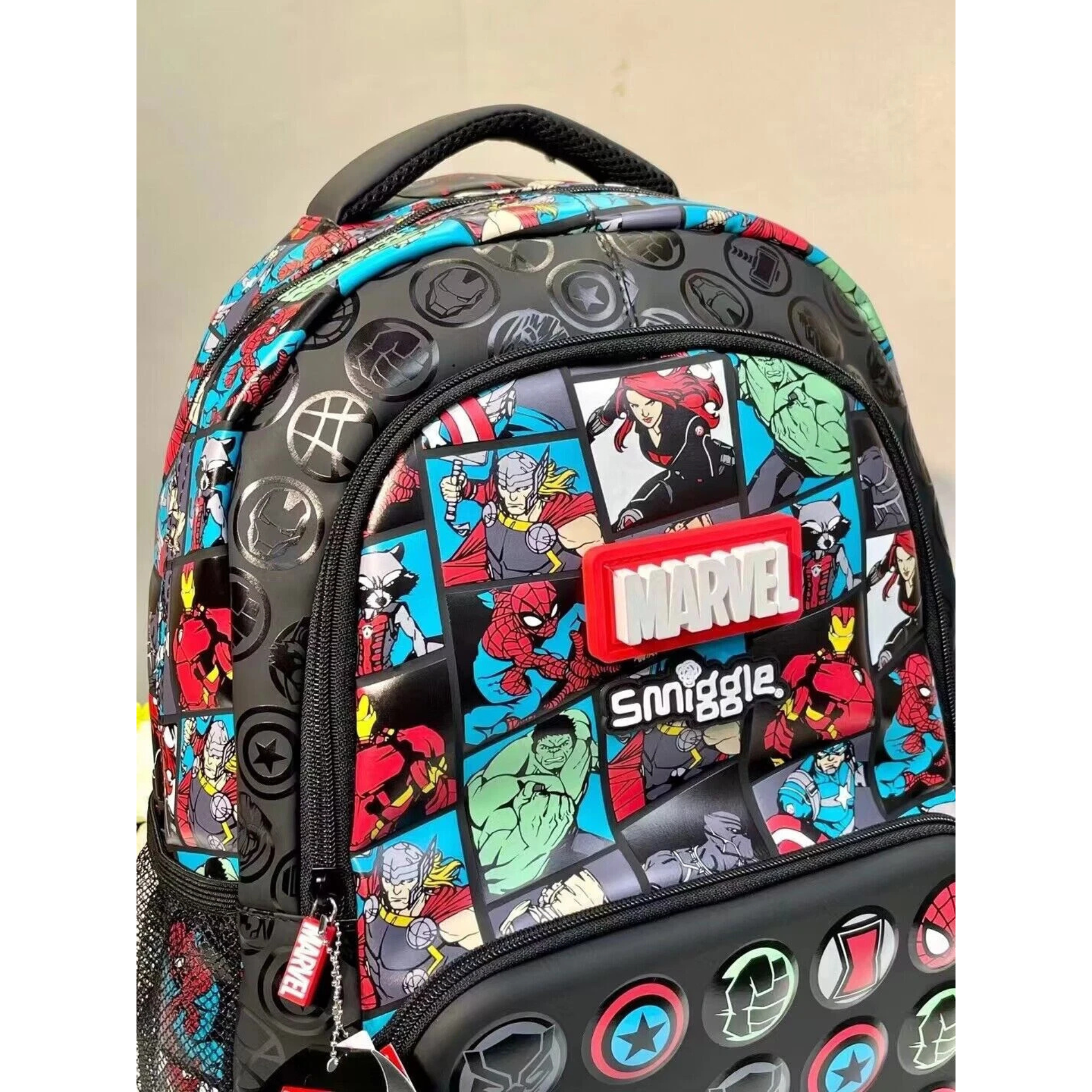 Smiggle Brand Marvel Themed School Bag | Grade 2 & 3 | Black (100%orignal) 17 inch