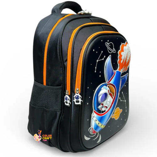 16 Inch 3D Space Astronaut School Bag For Grade 1 Till 3 Boys ( With Keychain )