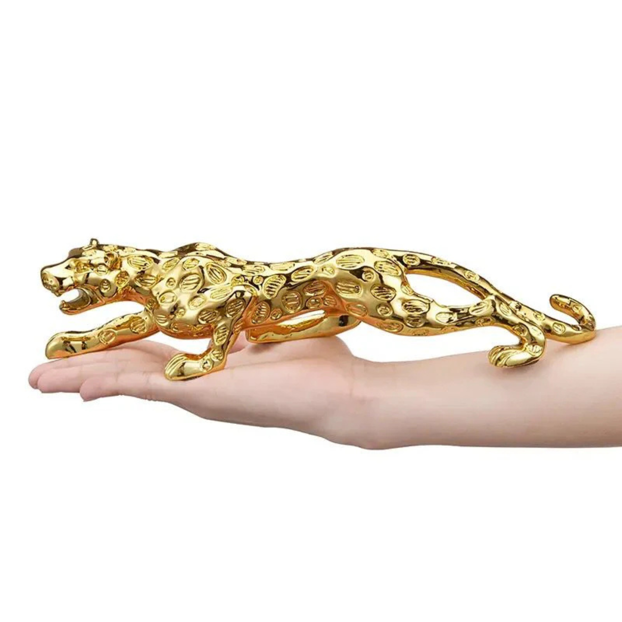 decoration Golden Metal Leopard Statue