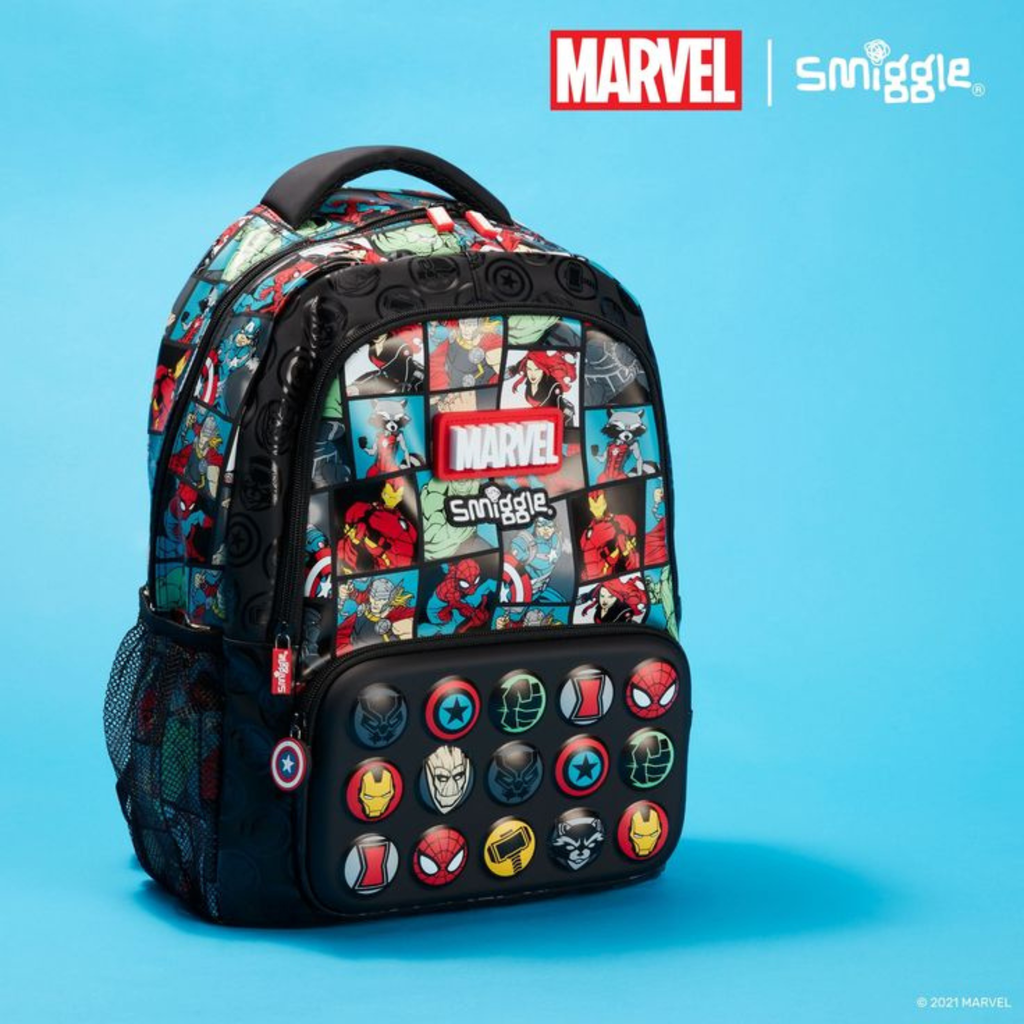 Smiggle Brand Marvel Themed School Bag | Grade 2 & 3 | Black (100%orignal) 17 inch