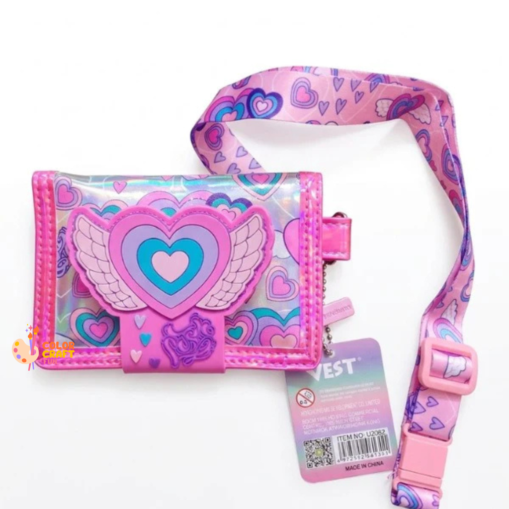 Vest Brand Heart Design Kids Wallet with Detachable Neck Strap – Premium Children’s Wallet
