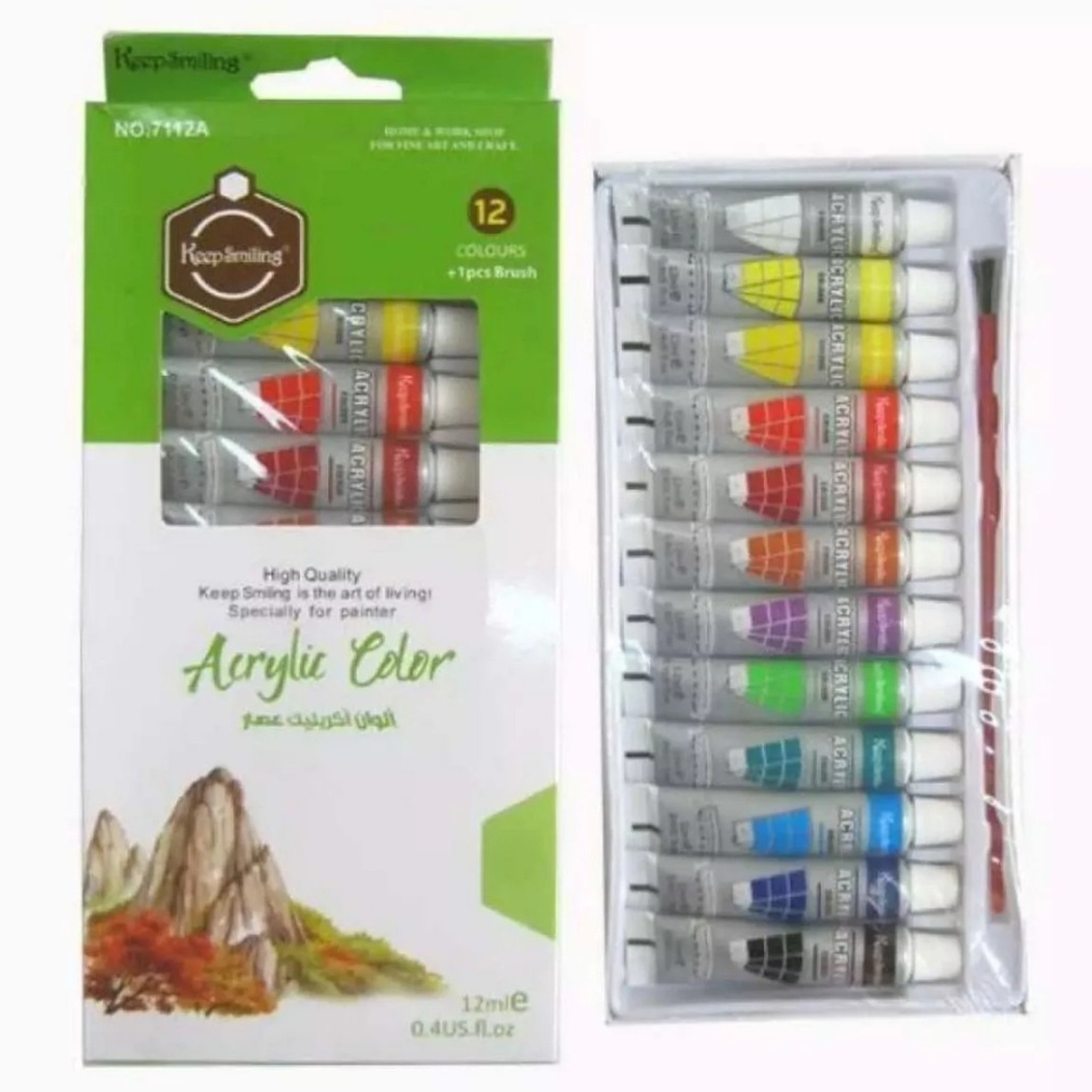 Keeps Smiling Acrylic Colour Paints - Pack of 12 (12ml)