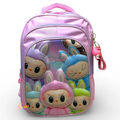 18 Inch 3D Labubu School Bag For Grade 4 Till 8 Girls ( With Keychain )
