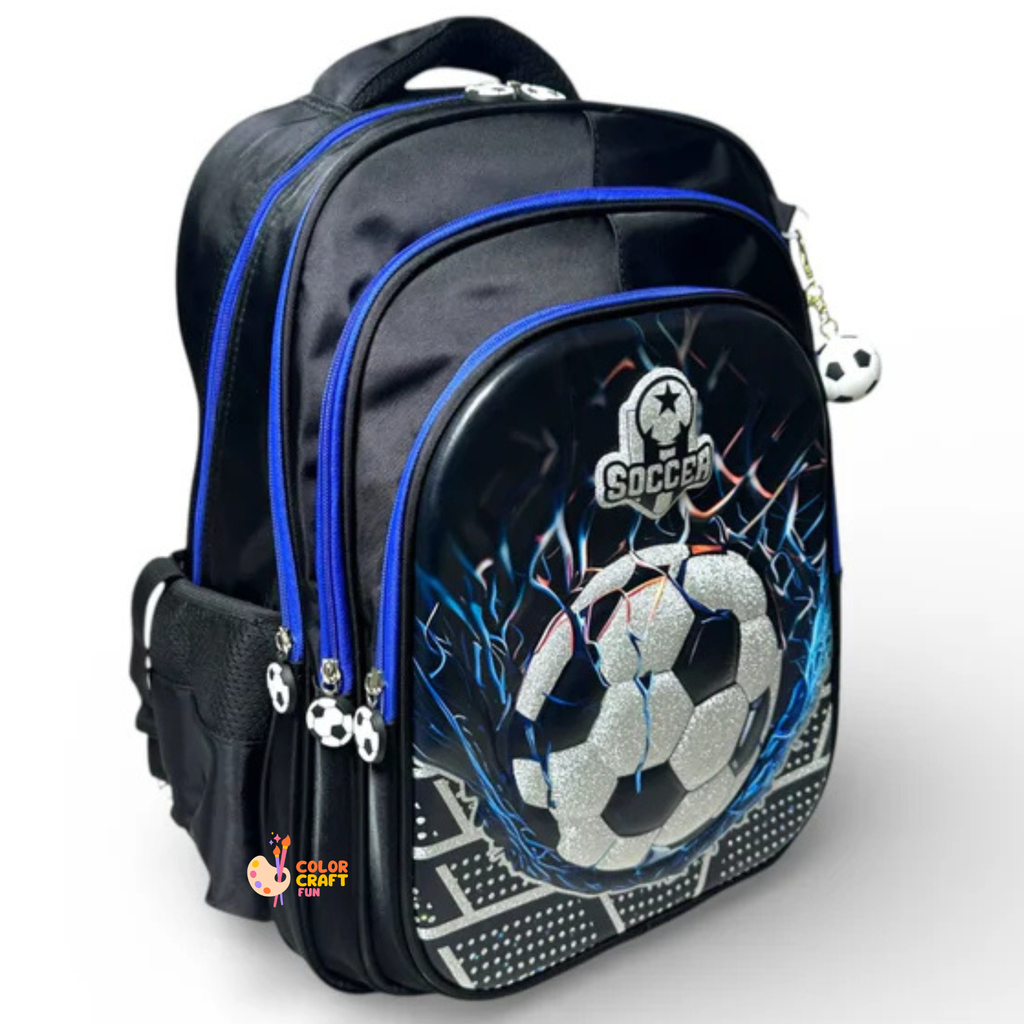 18 Inch 3D Football School Bag For Grade 4 Till 8 Boys ( With Keychain )