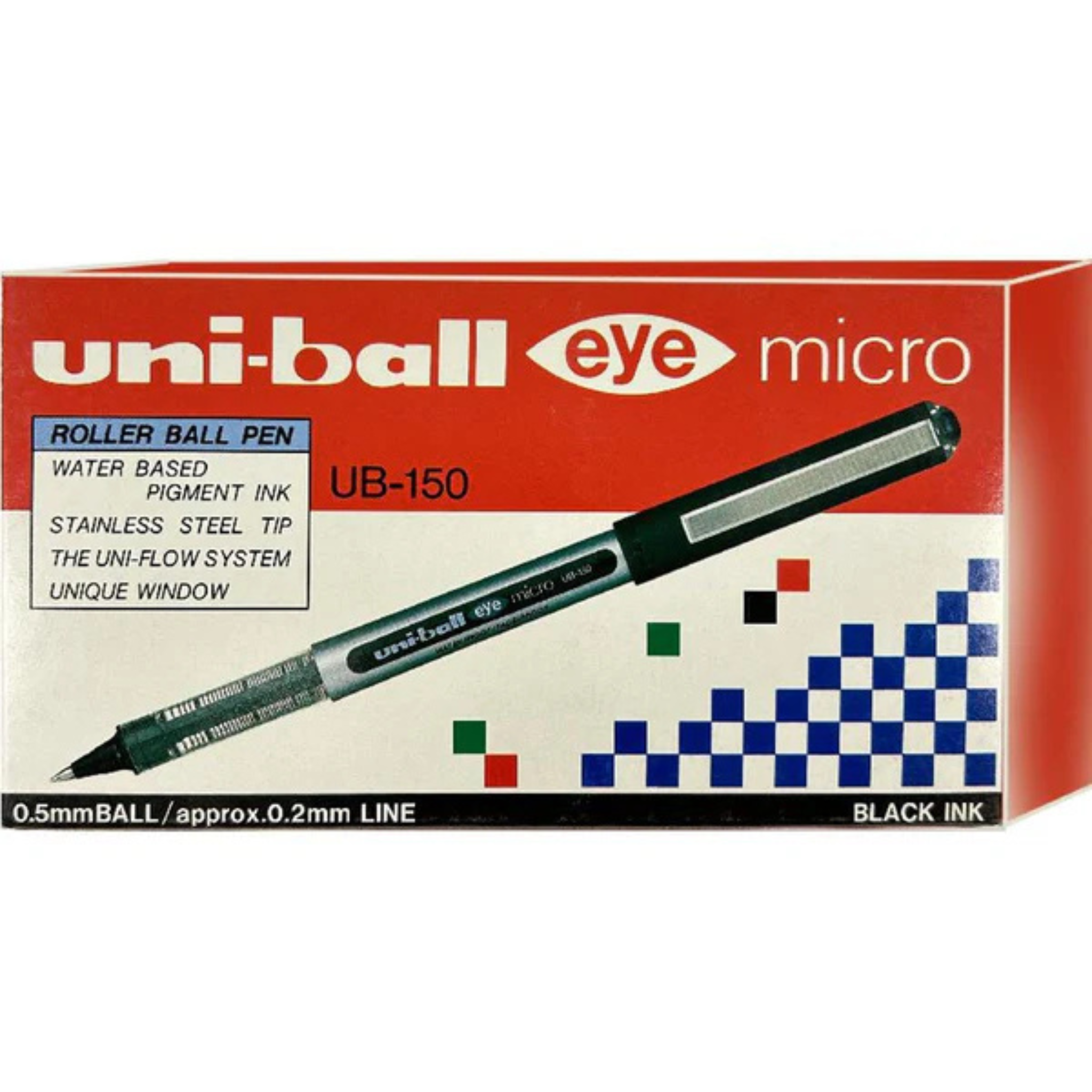 Uni-ball Eye Micro Roller Ball Pen - UB-150 - Black 12pcs box